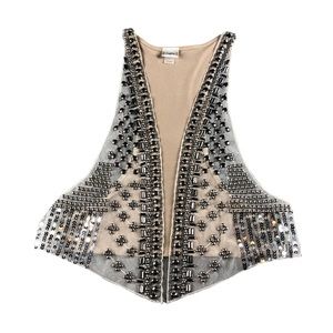 Daytrip Vest Bundle (2) Womens Large, Bohemian, Rhinestone, Glam, Fringe, Tan